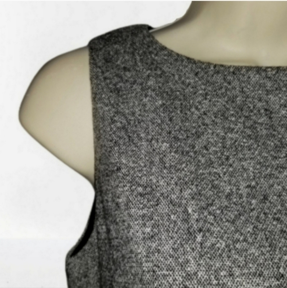Ann Taylor Dress Loft Tweed Wool Silk Blend Belted Gray Size 2 - Picture 4 of 9